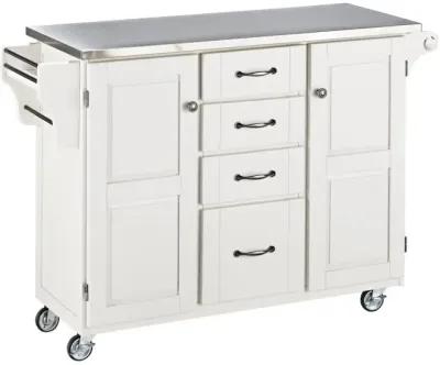 White Kitchen Cart with Stainless Steel Top - Create-a-Cart