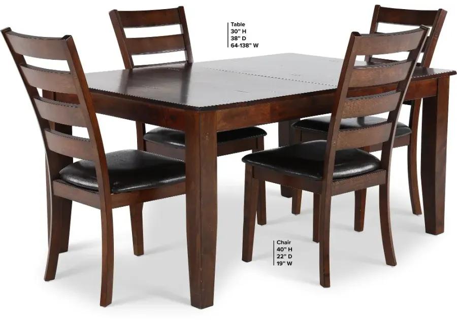 Kona Brown 5 Piece Expanding Dining Set