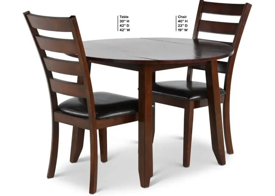 Kona Brown 3 Piece Round Dining Room Set