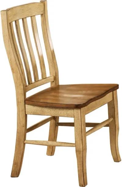 Light Brown Two Tone Slat Back Dining Room Chair - Quails Run...