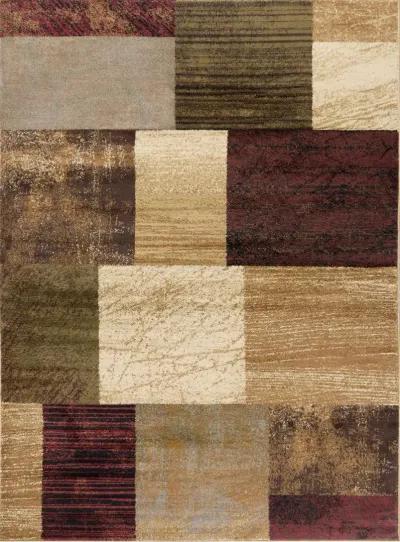 Elegance 8 x 10 Brown, Red, and Green Area Rug