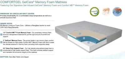 Health Care Comfort Gel Gelcare Memory Foam Twin Mattress