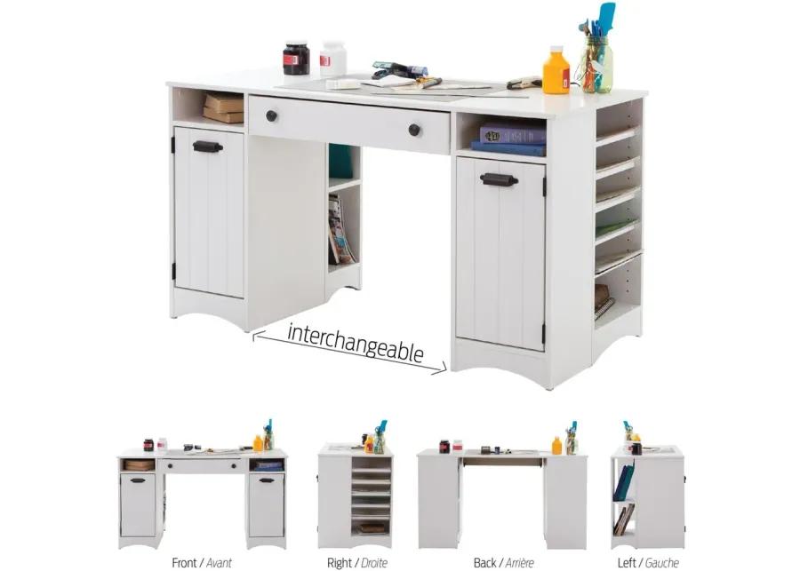 Artwork White Craft Table with Storage - South Shore