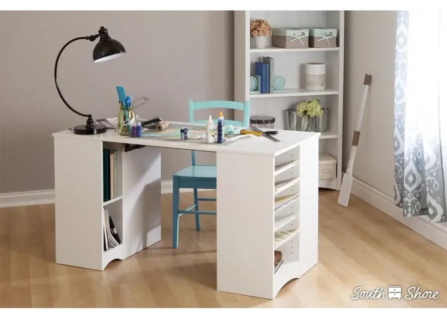 Artwork White Craft Table with Storage - South Shore