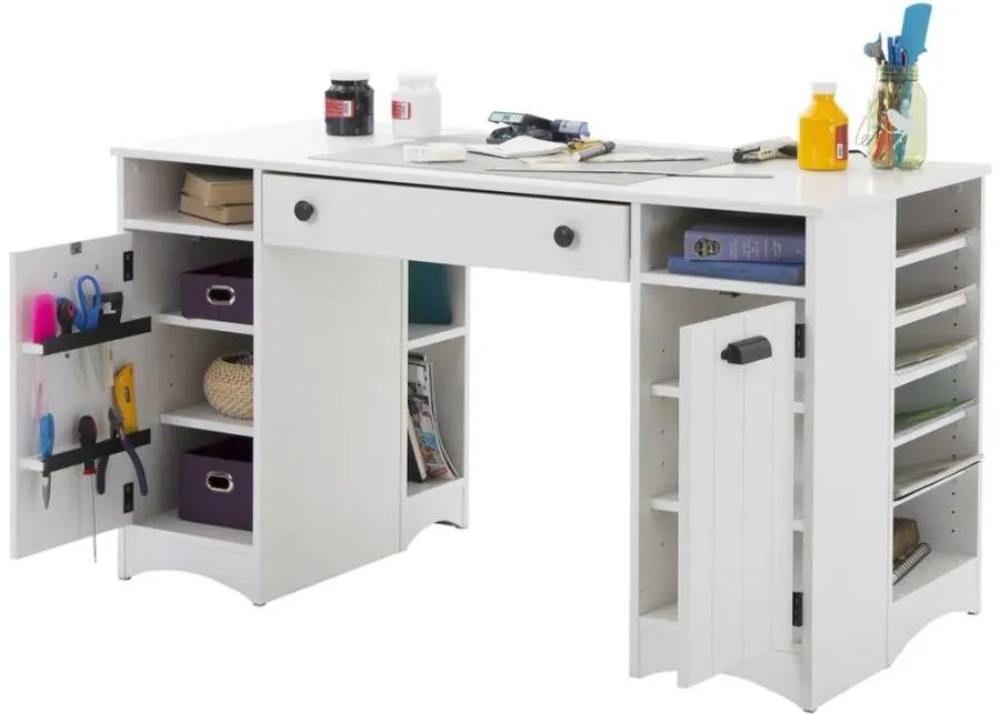 Artwork White Craft Table with Storage - South Shore