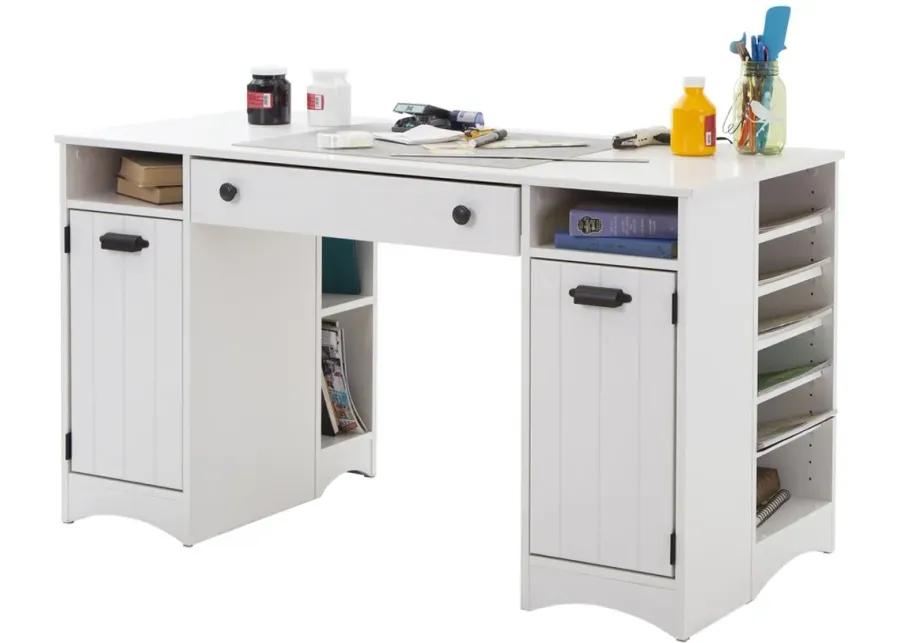 Artwork White Craft Table with Storage - South Shore