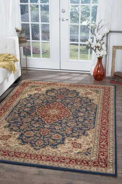 Sensation 8 x 11 Large Navy Blue and Red Area Rug