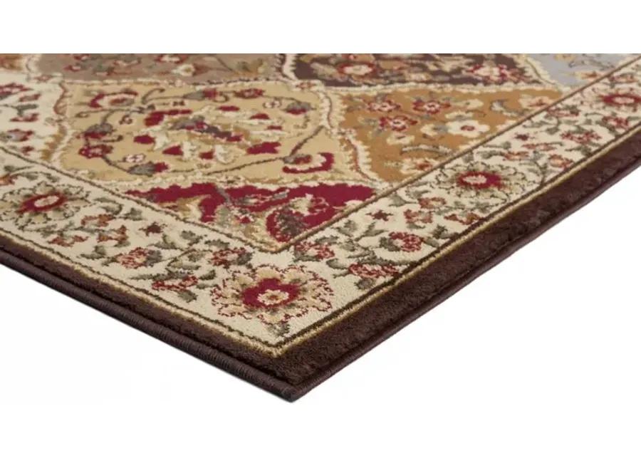 5 x 7 Medium Tan and Red Area Rug - Elegance