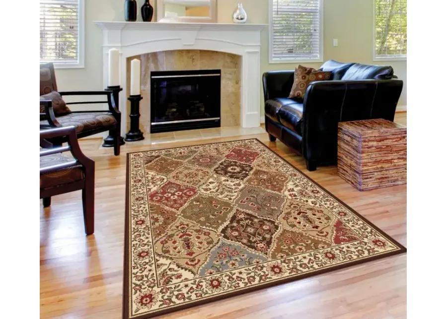 5 x 7 Medium Tan and Red Area Rug - Elegance