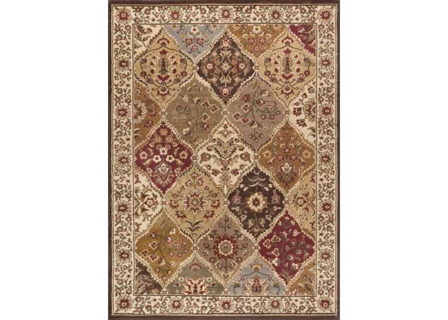 5 x 7 Medium Tan and Red Area Rug - Elegance