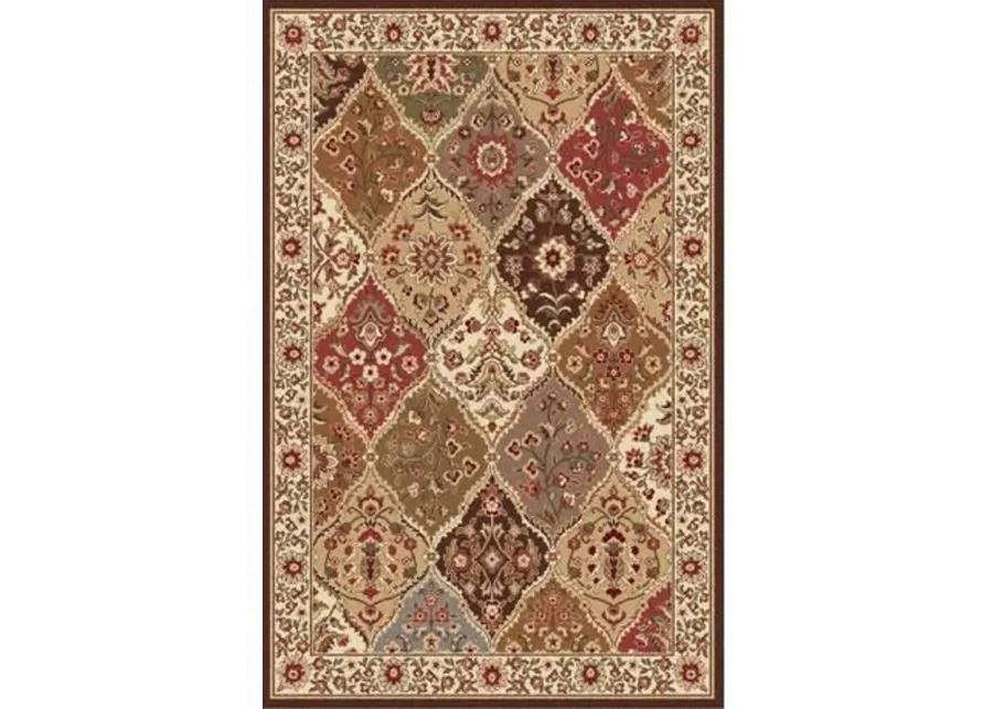 5 x 7 Medium Tan and Red Area Rug - Elegance