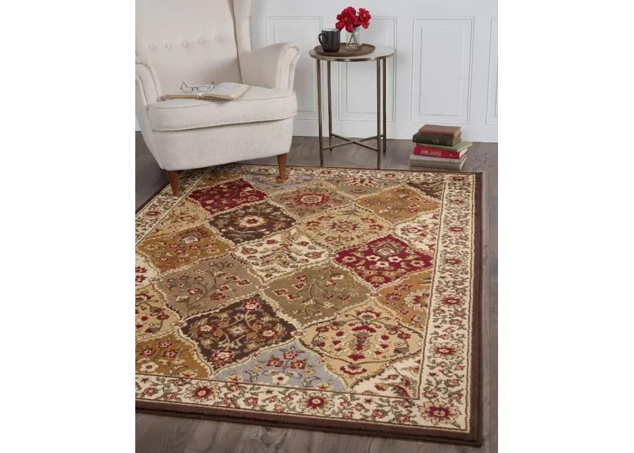 5 x 7 Medium Tan and Red Area Rug - Elegance