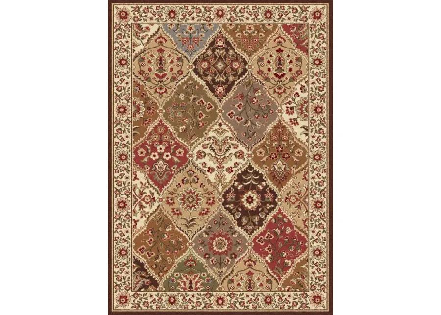 5 x 7 Medium Tan and Red Area Rug - Elegance