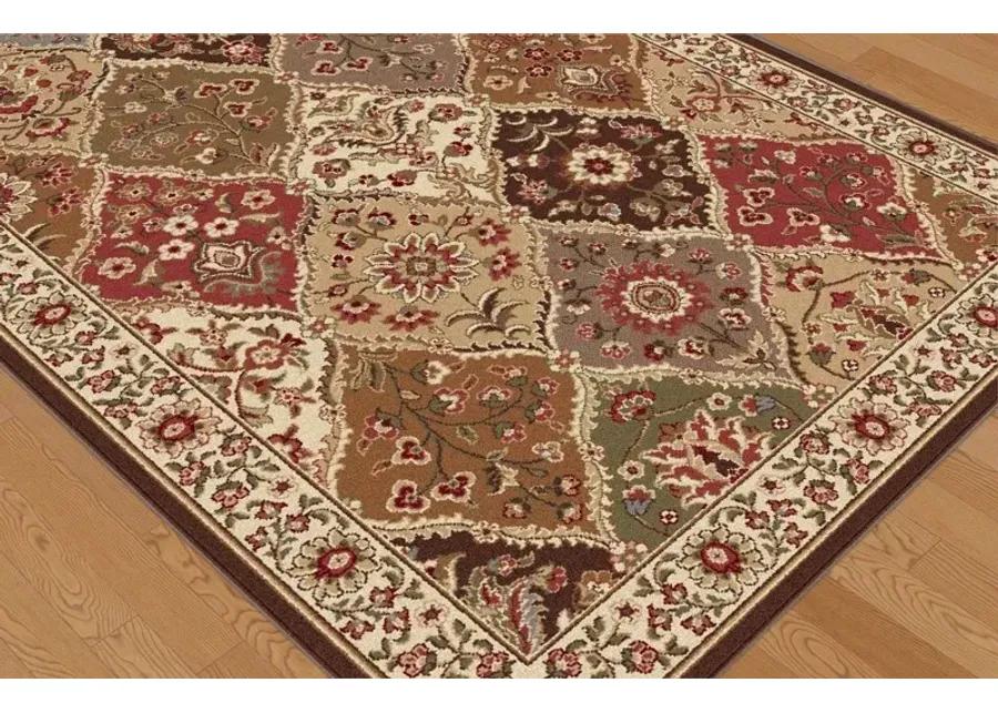 5 x 7 Medium Tan and Red Area Rug - Elegance