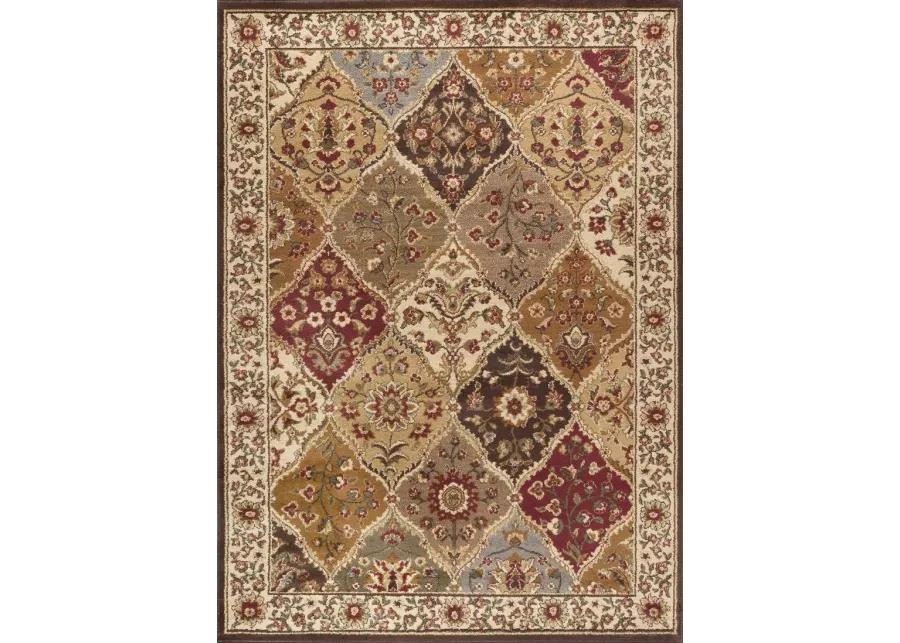 5 x 7 Medium Tan and Red Area Rug - Elegance