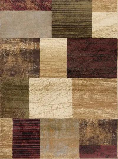 Elegance 5 x 7 Brown, Red, and Green Area Rug