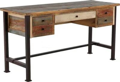 Antique Distressed Multi-colored Office Desk