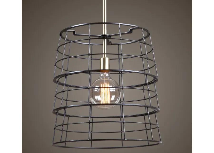 Grader Cage Pendant Light in Antiqued Brass by Uttermost