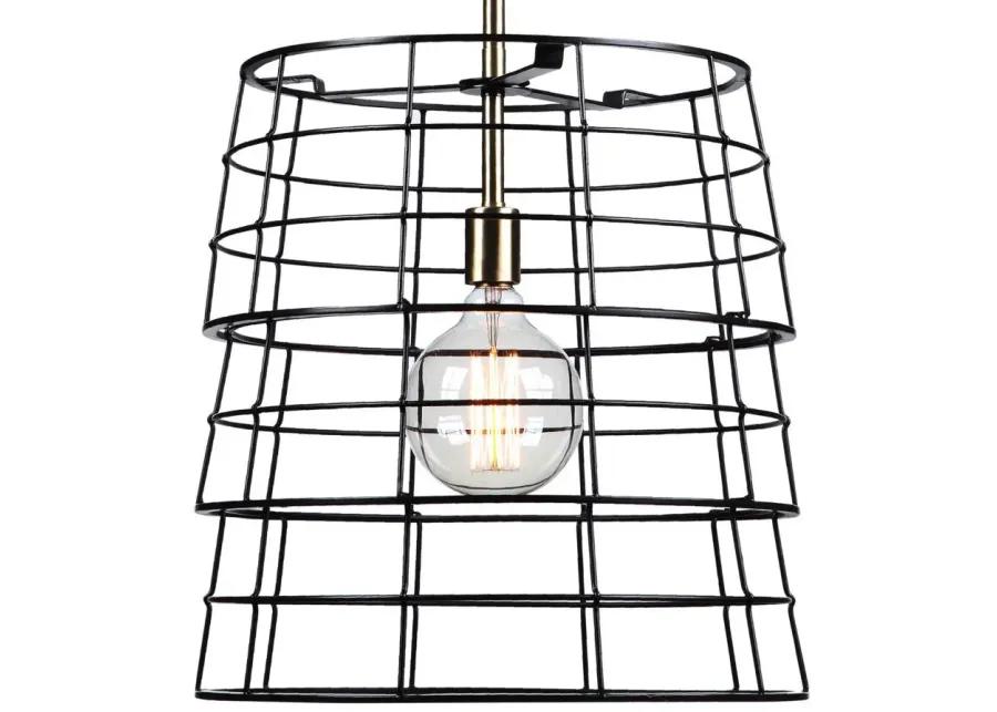 Grader Cage Pendant Light in Antiqued Brass by Uttermost