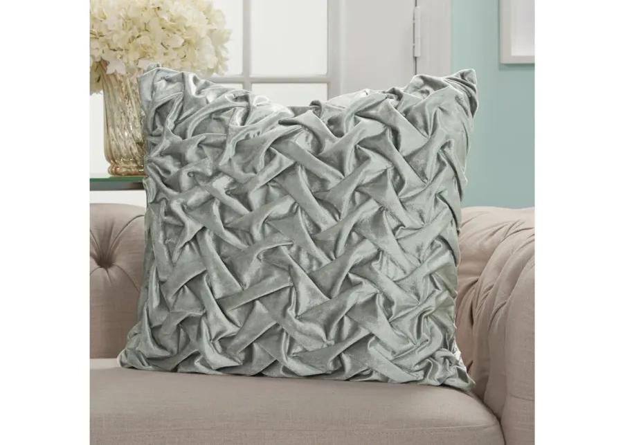 Nourison Velvet Pleated Waves Throw Pillow in Light Gray by Nourison