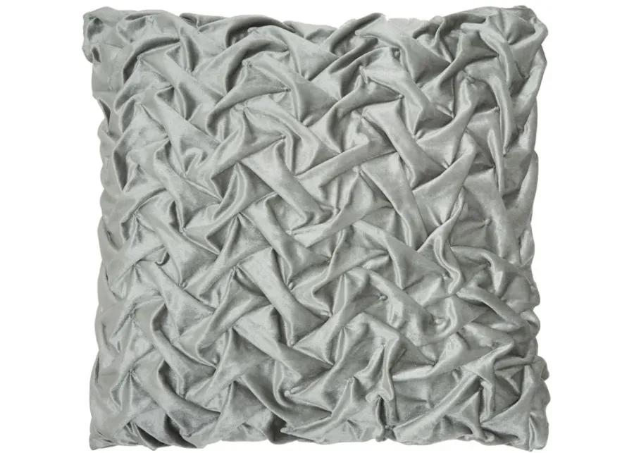 Nourison Velvet Pleated Waves Throw Pillow in Light Gray by Nourison