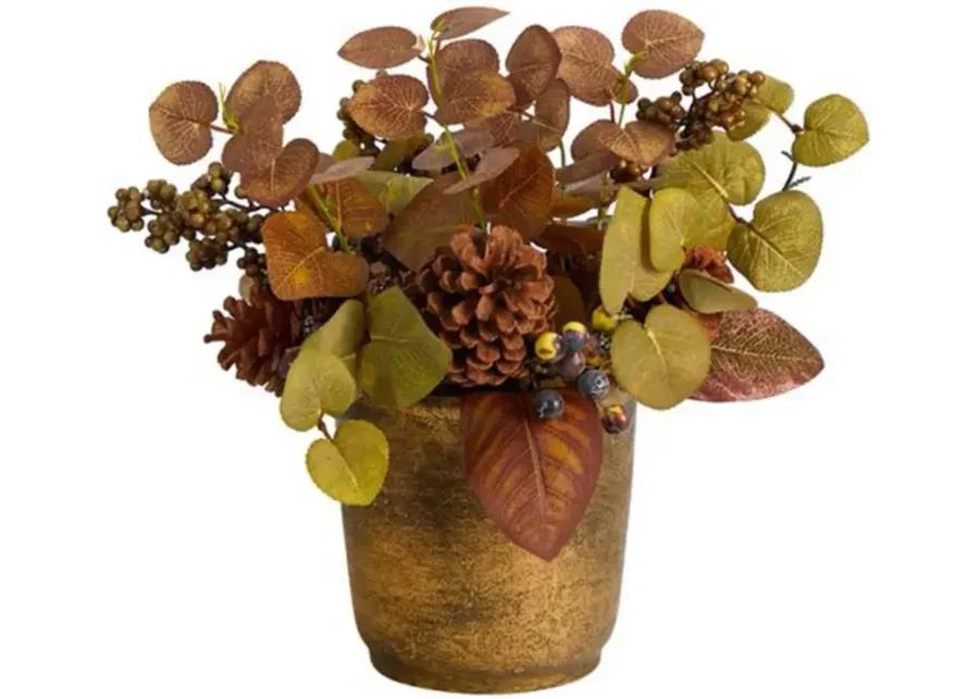 12in. Eucalyptus, Pinecones, and Berries Arrangement in Brown by Bellanest