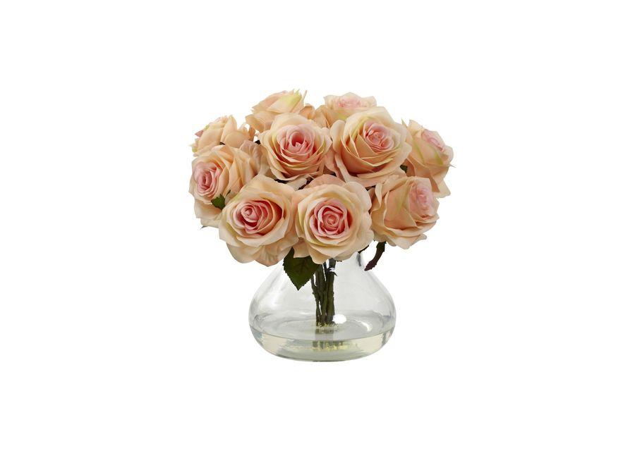 Peach Rose Arrangement with Vase in Peach by Bellanest