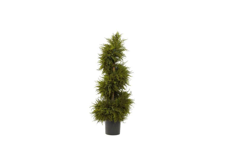 43” Cedar Spiral Topiary with Lights in Green by Bellanest