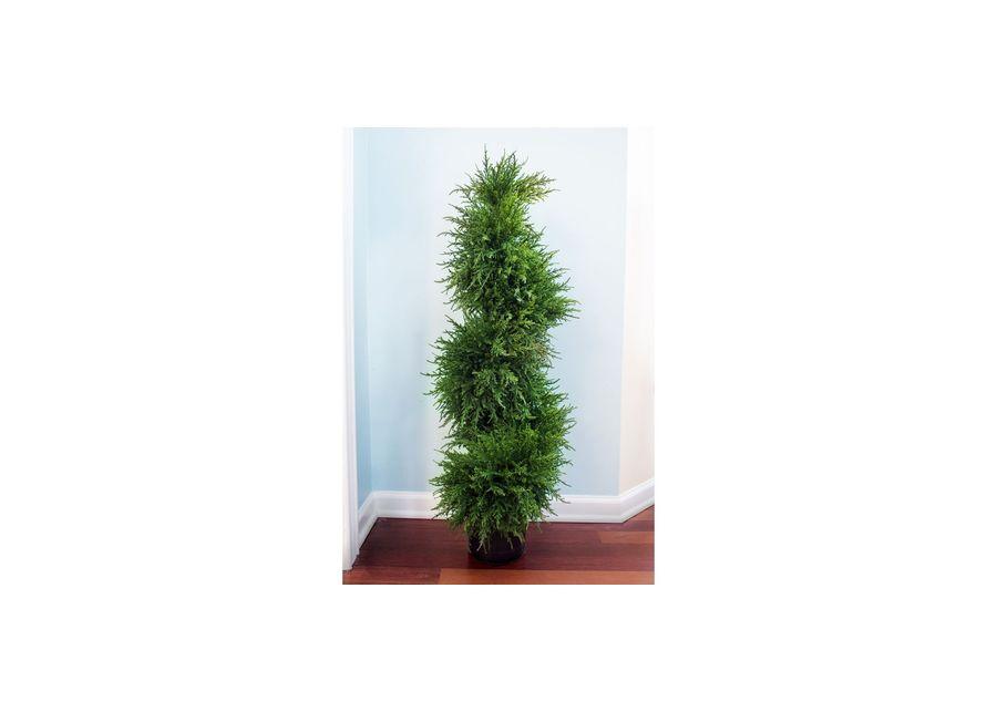 43” Cedar Spiral Topiary with Lights in Green by Bellanest