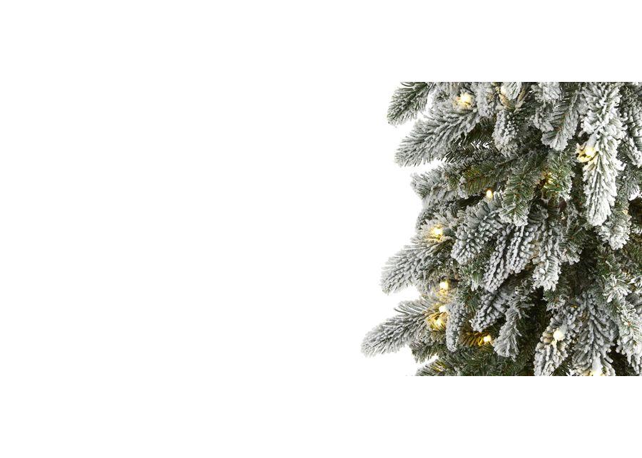 7.5ft. Pre-Lit Flocked Washington Alpine Christmas Artificial Tree in Green by Bellanest