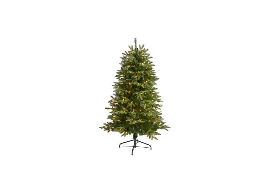 5ft. Pre-Lit Snowed Grand Teton Artificial Christmas Tree in Green by Bellanest