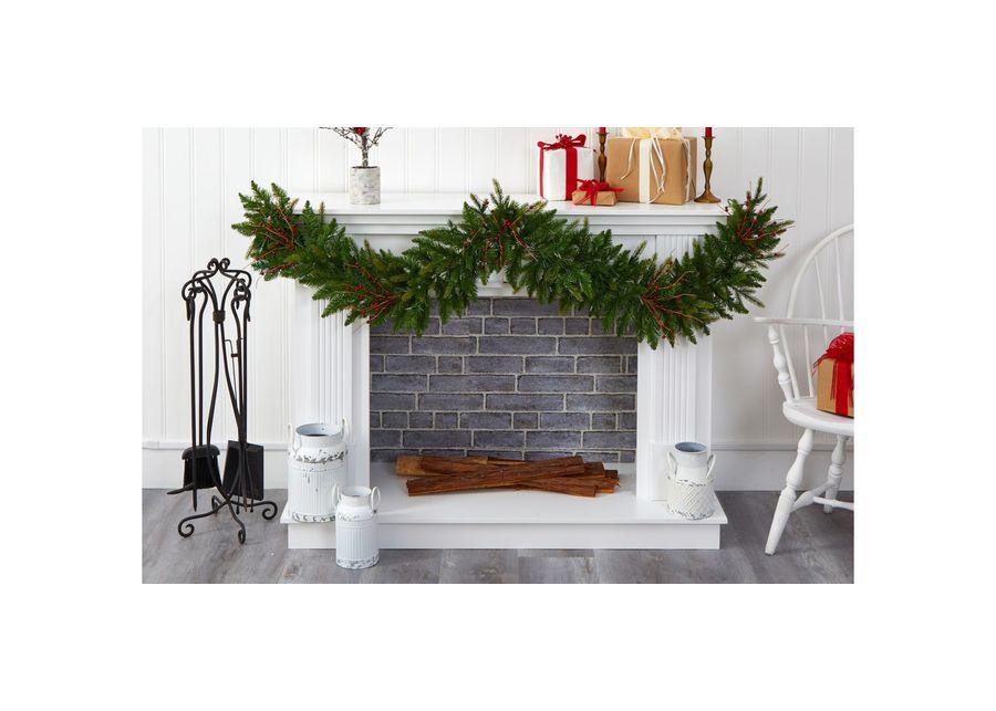 6ft. Pre-Lit Christmas Pine Artificial Garland in Green by Bellanest