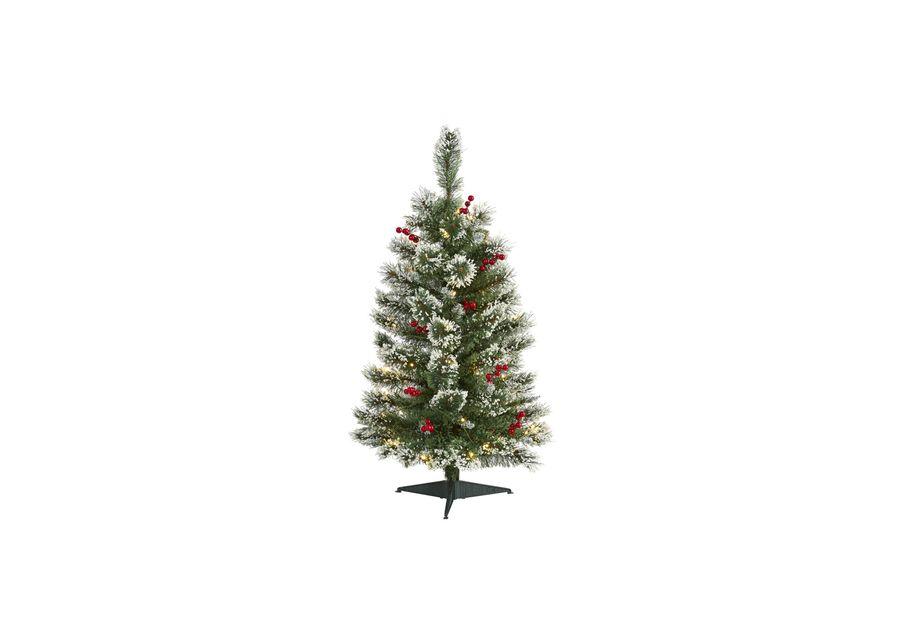 3ft. Pre-Lit Frosted Swiss Pine Artificial Christmas Tree in Green by Bellanest