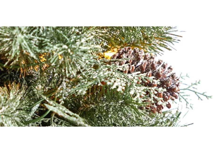 4' Pine Artificial Christmas Tree with Warm White LED Lights and Bendable Branches in Urn in Green by Bellanest