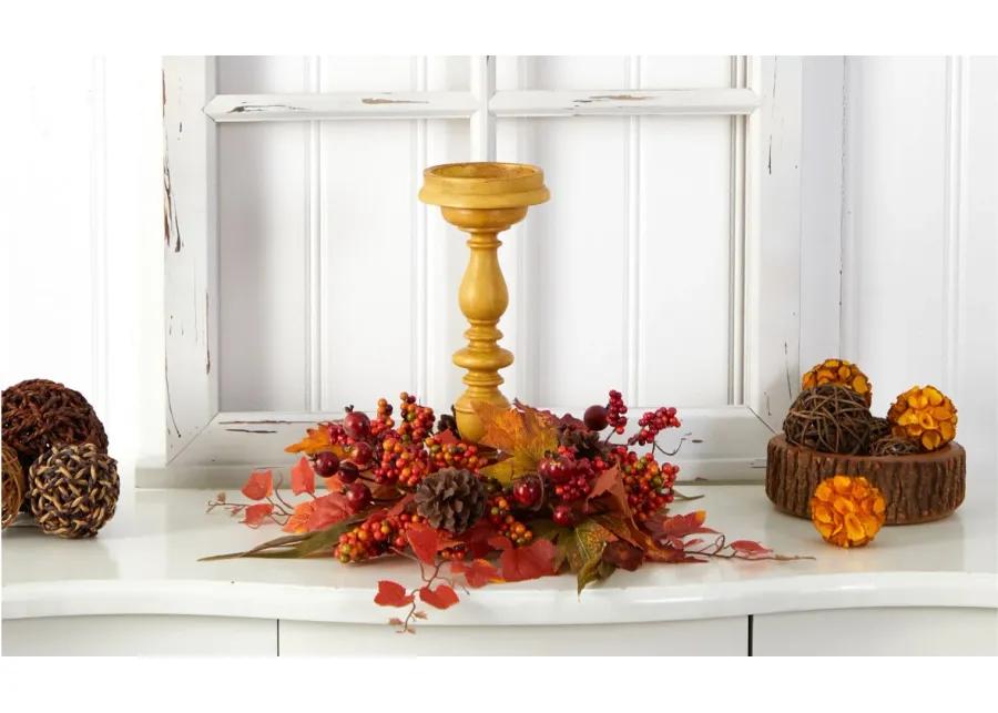 15" Harvest Artificial Candelabrum Arrangement in Orange by Bellanest