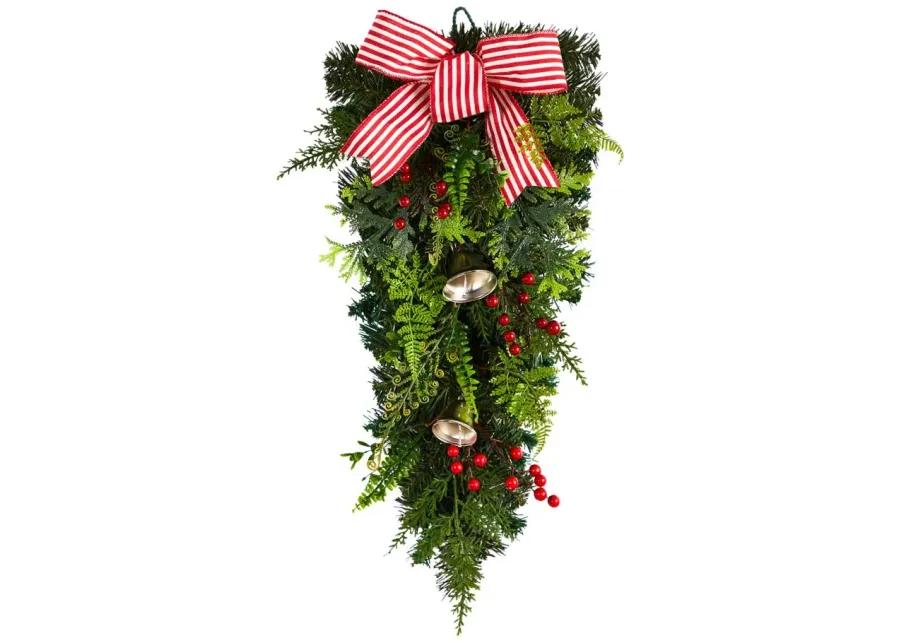 26" Holiday Foliage Bells Artificial Swag in Green by Bellanest