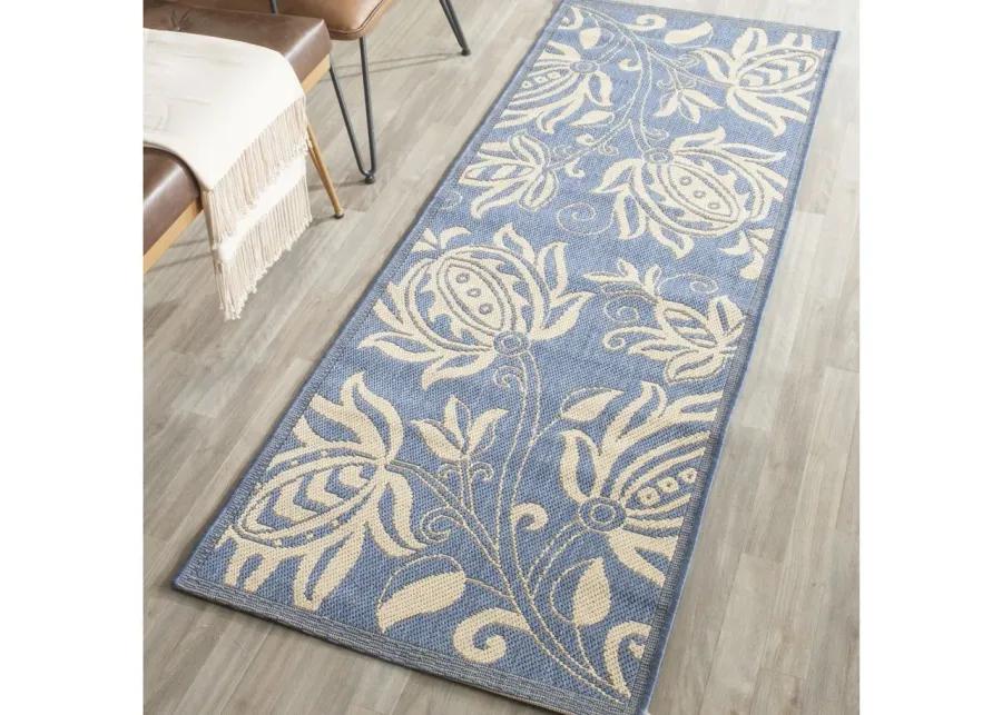 Courtyard Runner Rug in Blue & Natural by Safavieh