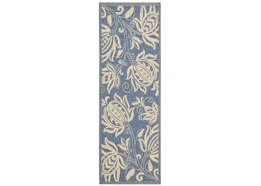 Courtyard Runner Rug in Blue & Natural by Safavieh