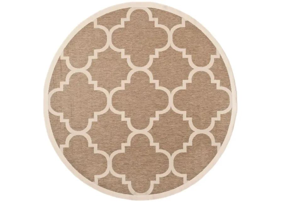 Courtyard Morocco Indoor/Outdoor Area Rug Round in Brown by Safavieh