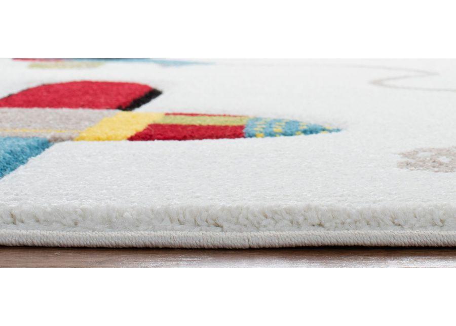 Carousel Planes Kids Runner Rug in Ivory & Blue by Safavieh