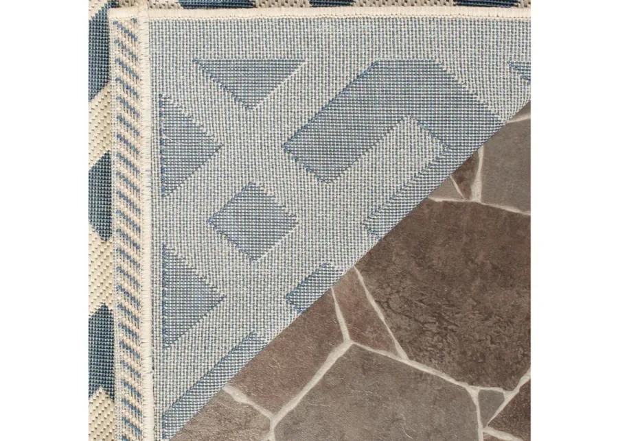 Courtyard Crossing Indoor/Outdoor Runner Rug in Blue & Bone by Safavieh