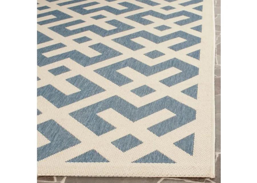 Courtyard Crossing Indoor/Outdoor Runner Rug in Blue & Bone by Safavieh