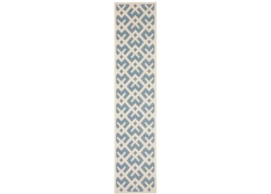 Courtyard Crossing Indoor/Outdoor Runner Rug in Blue & Bone by Safavieh