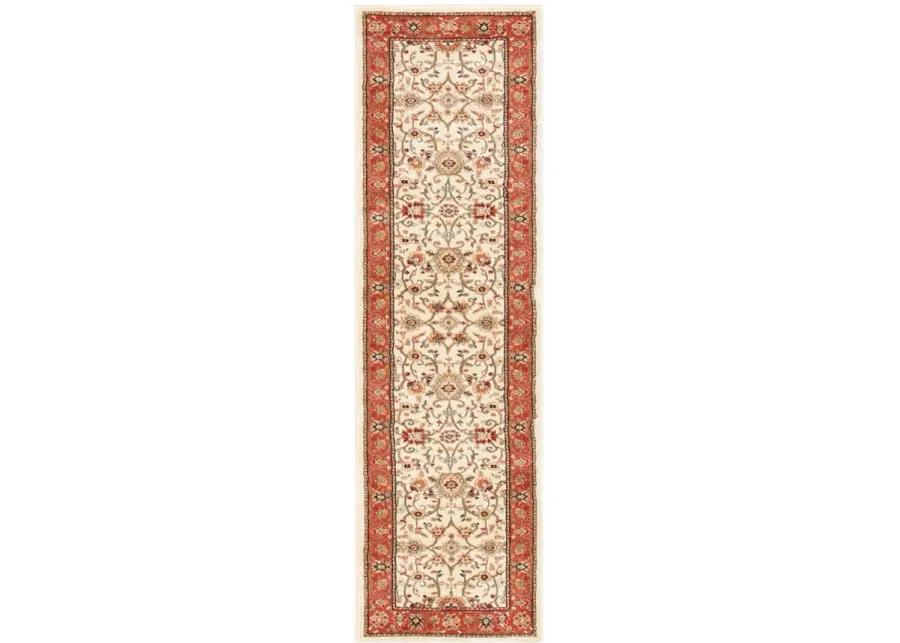 Lyndhurst Runner Rug in Ivory / Rust by Safavieh