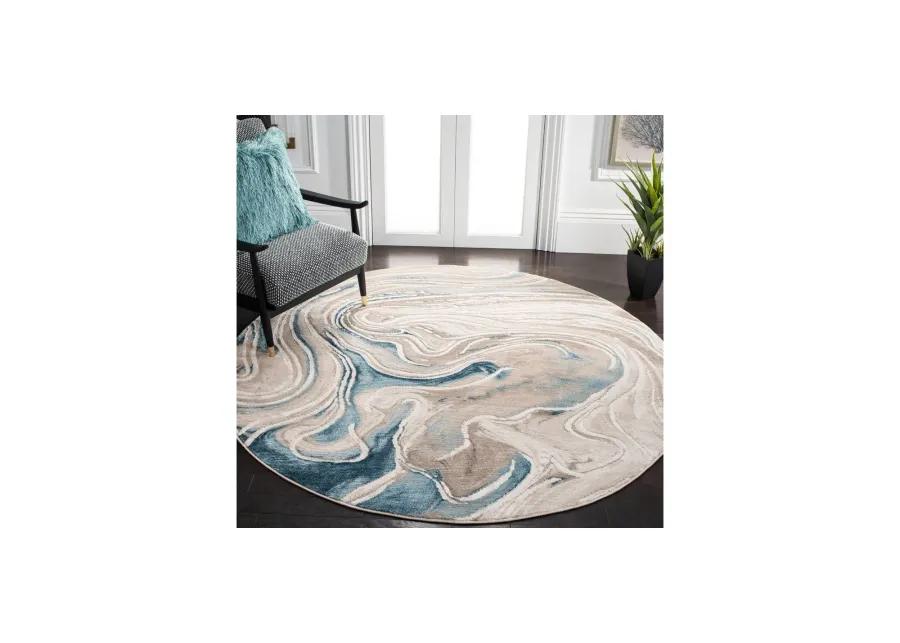 Bo Round Area Rug in Beige; Blue by Safavieh