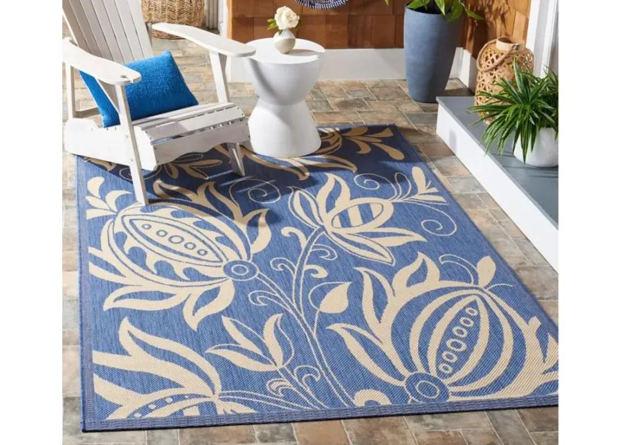 Courtyard Patterned Indoor/Outdoor Area Rug in Blue & Natural by Safavieh