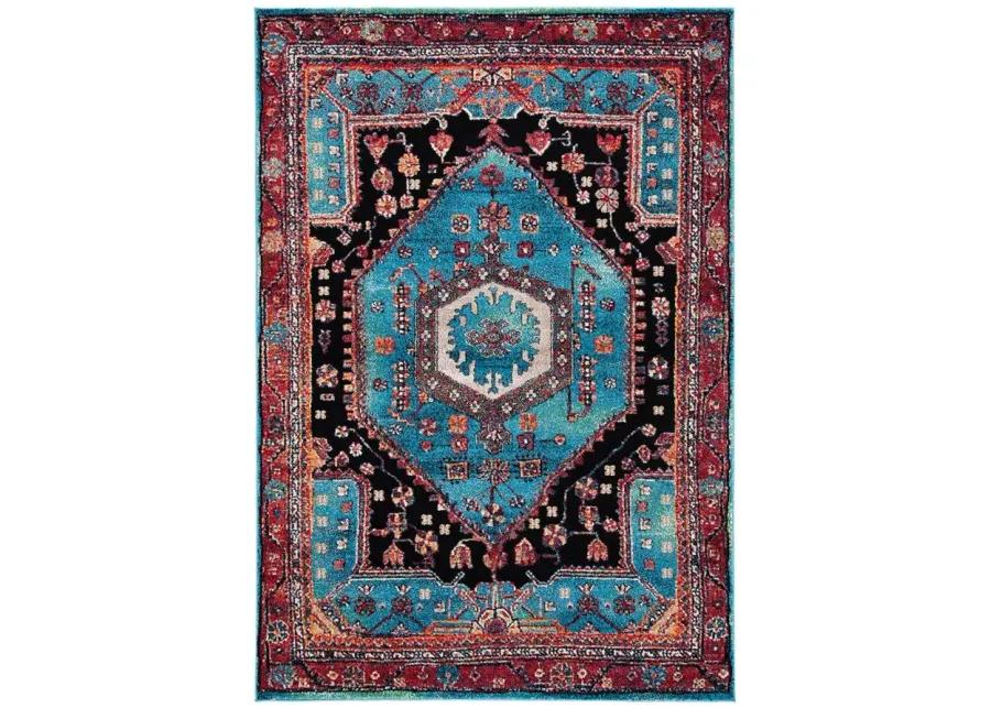 Hamadan Turquoise Area Rug in Turquoise & Black by Safavieh