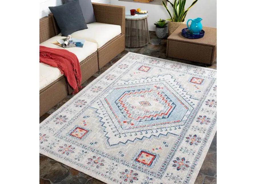 Huntington Beach Roma Indoor/Outdoor Area Rug in Dark Blue, Brick Red, Light Brown, Medium Gray, Cream, Tan by Surya