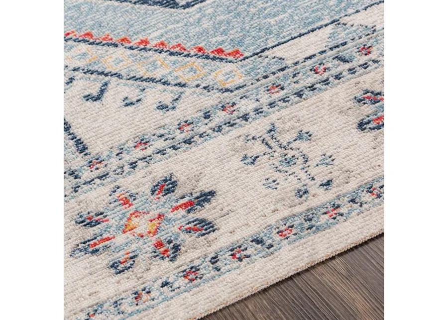 Huntington Beach Roma Indoor/Outdoor Area Rug in Dark Blue, Brick Red, Light Brown, Medium Gray, Cream, Tan by Surya