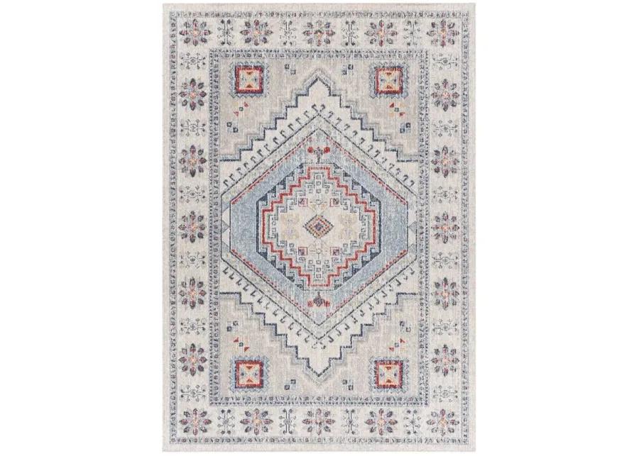 Huntington Beach Roma Indoor/Outdoor Area Rug in Dark Blue, Brick Red, Light Brown, Medium Gray, Cream, Tan by Surya